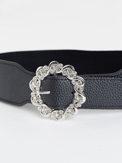 Vegan Leather Jeweled Stretch Belt
