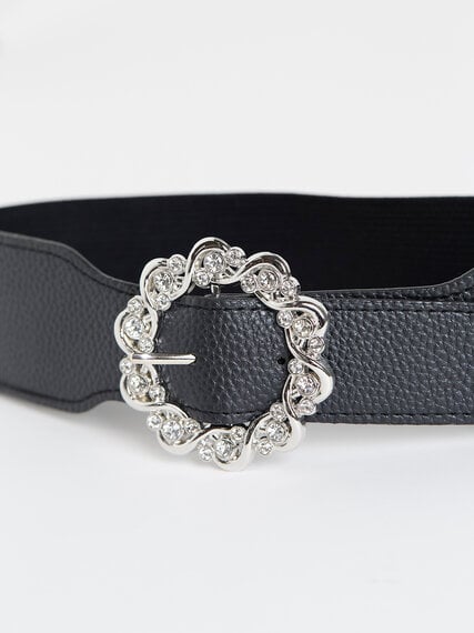 Vegan Leather Jeweled Stretch Belt Image 4