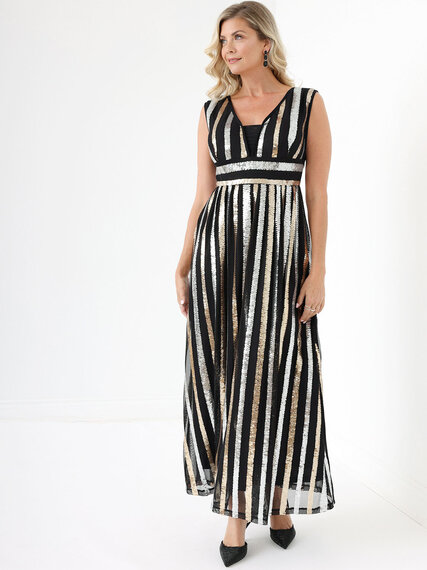 Sequin Stripe Gown Image 1