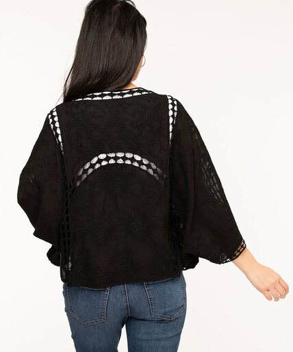 Black Soft Embroidered Cocoon Cover-Up Image 3