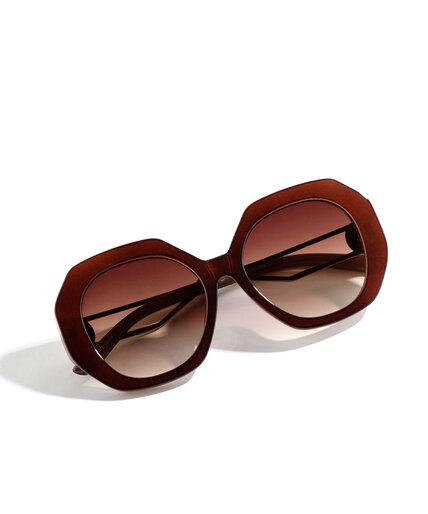 Rounded Brown Sunglasses Image 2