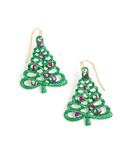Rhinestone Christmas Tree Earring Image 1