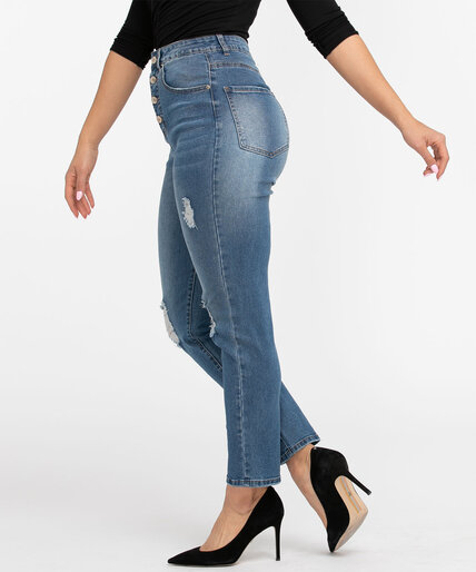 Distressed High Rise Mom Jean Image 5