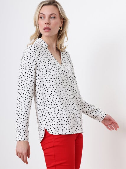 Petite Long Sleeve Collared Blouse in Crepe Fabric Image 2