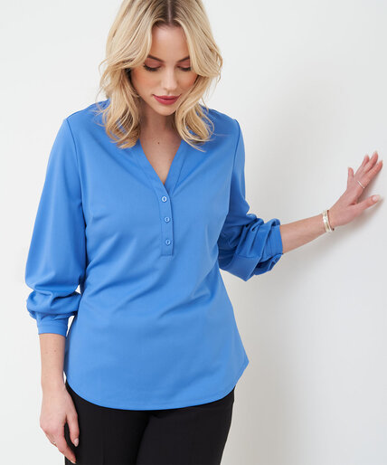 Long Sleeve Mid Length Y-Neck Top Image 6