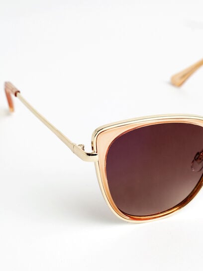 Peach Cat Eye Sunglasses with Gold Metal Arms