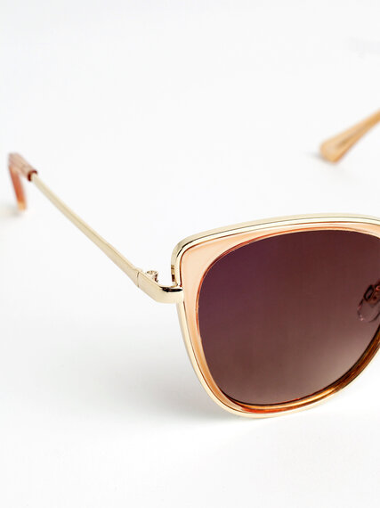 Peach Cat Eye Sunglasses with Gold Metal Arms Image 2