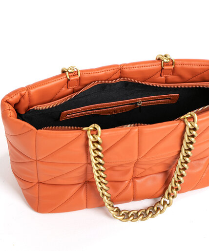 Chain Strap Quilted Tote Bag Image 3