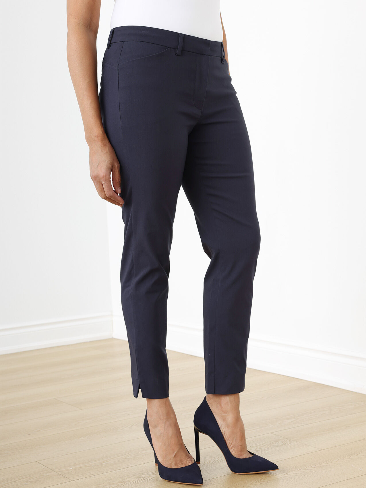Christy Slim Navy Ankle Pant Microtwill