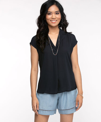 Notch Collar Popover Blouse Image 4