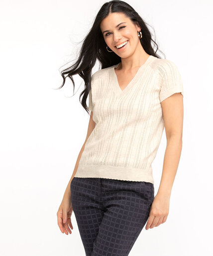 Pointelle Knit Short Sleeve Sweater Image 6