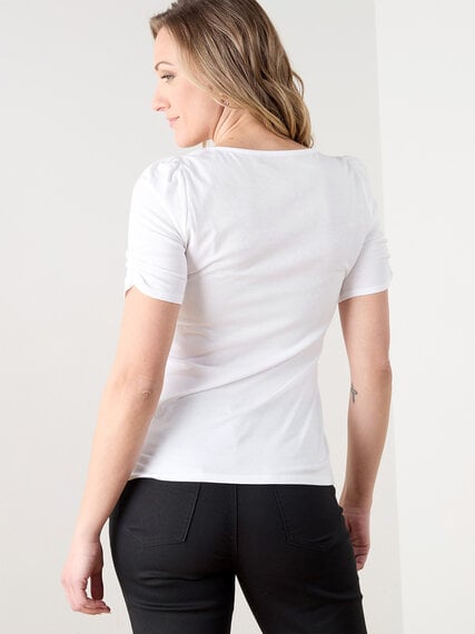 Short Sleeve Ruched Sleeve Cotton T-Shirt Image 5