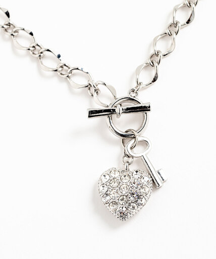 Crystal Heart & Chain Toggle Necklace Image 3