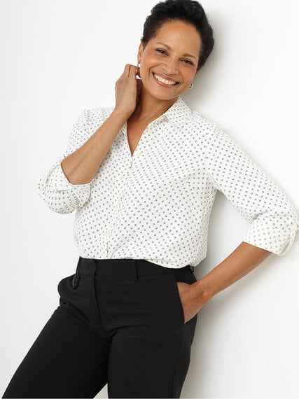 Crepe Relaxed Fit Collared Blouse	 Image 5