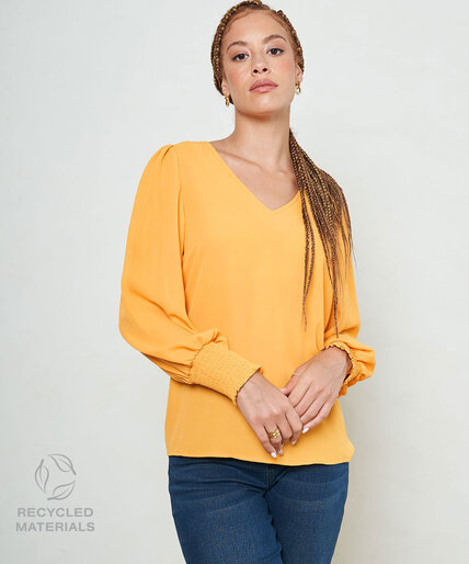 Smocked Cuff Popover Blouse Image 1