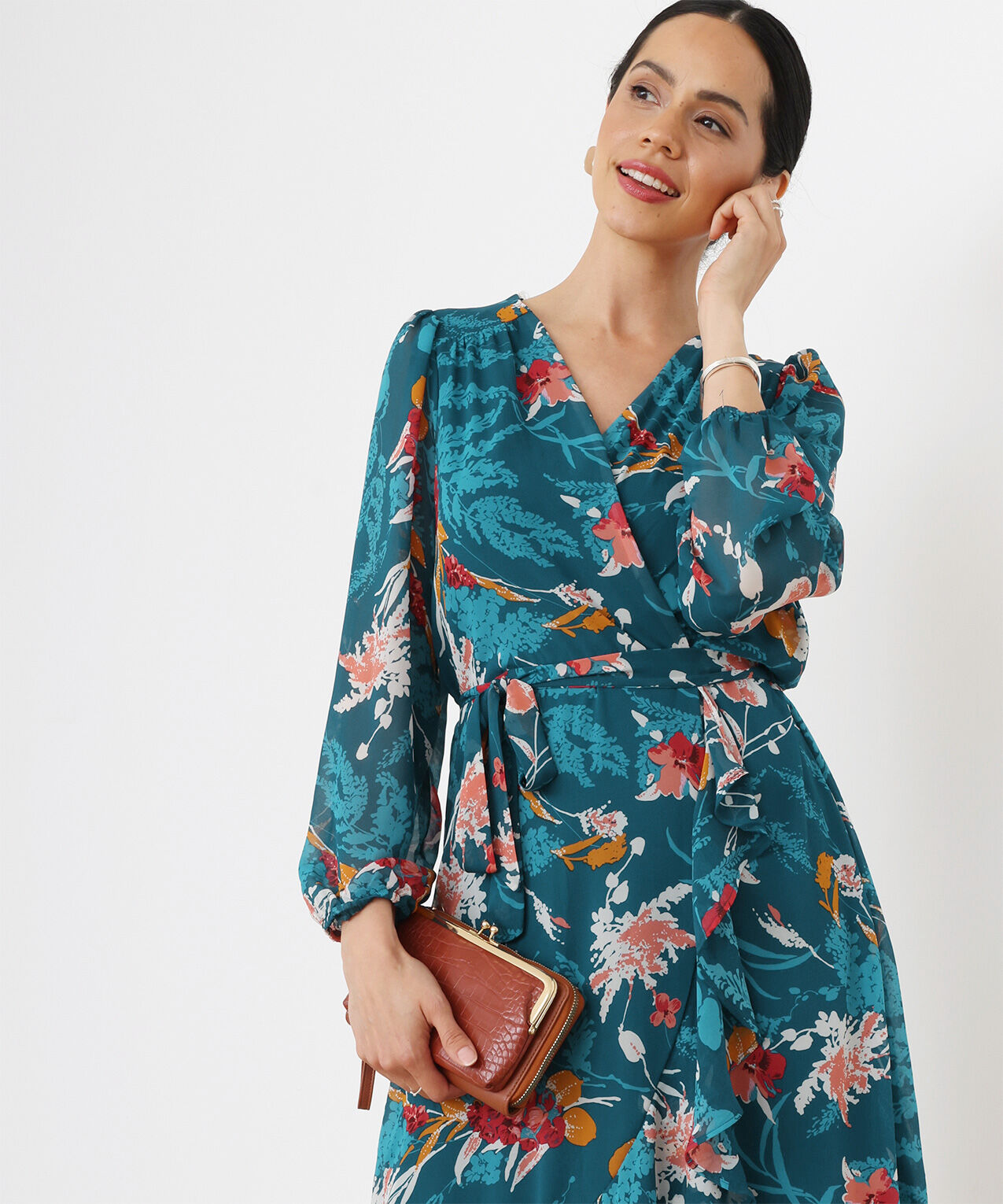 Luxology Print Wrap Fit and Flare Dress Cleo 4000009131