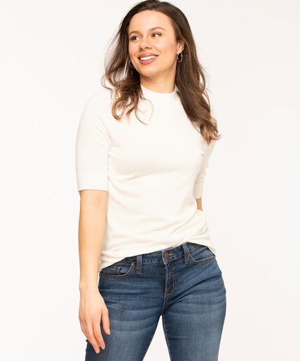 Mock Neck Elbow Sleeve Pullover Image 4