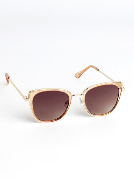 Peach Cat Eye Sunglasses with Gold Metal Arms Image 1