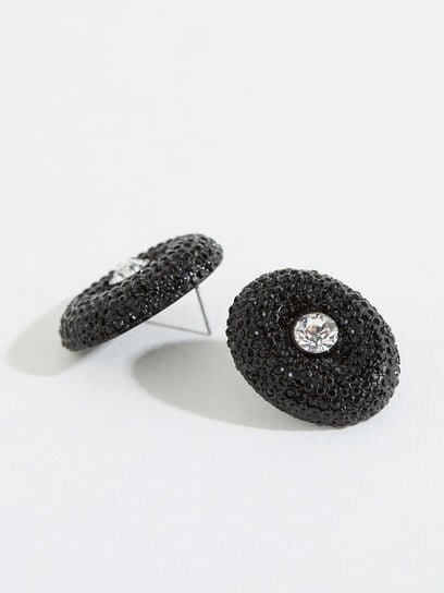 Black Chunky Rhinestone Stud Earrings