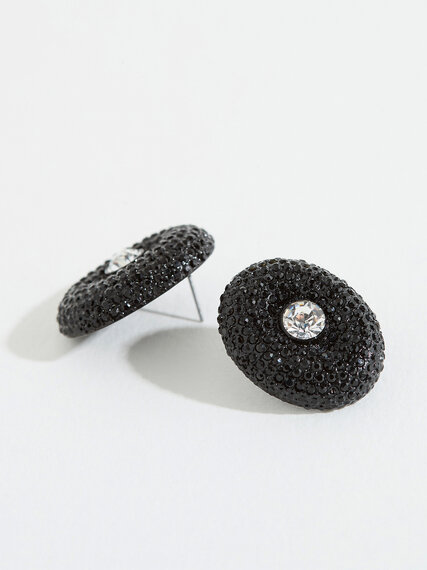 Black Chunky Rhinestone Stud Earrings Image 5