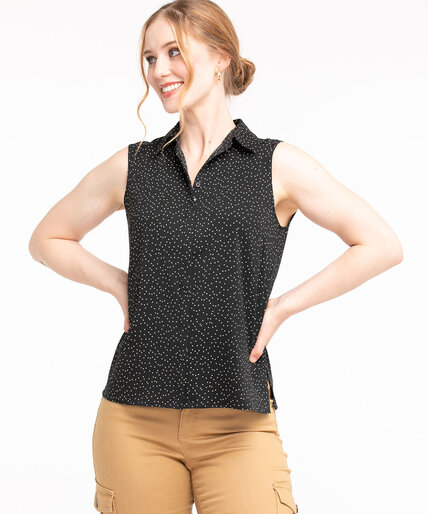 Sleeveless Collared Button Front Blouse Image 1