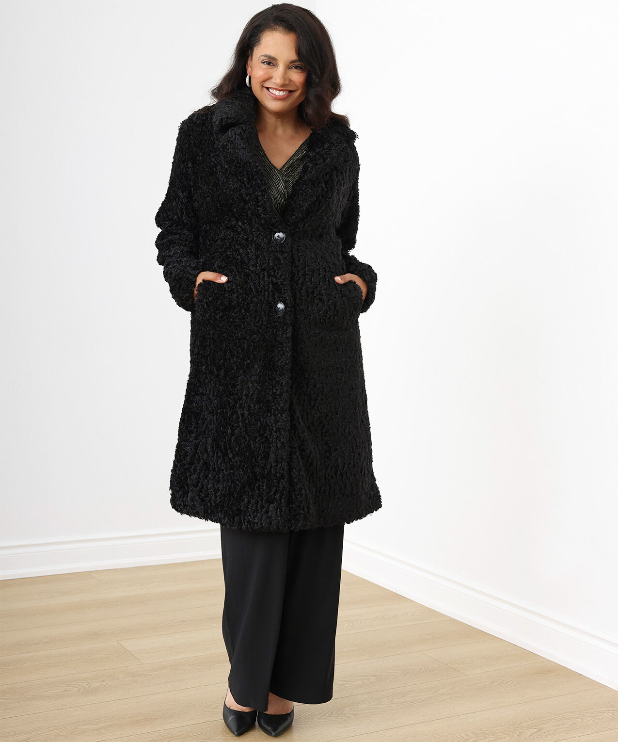 Faux lamb fur coat sale