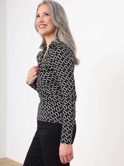 Long Sleeve Collared Crepe Knit Top by Jules & Leopold Image 6