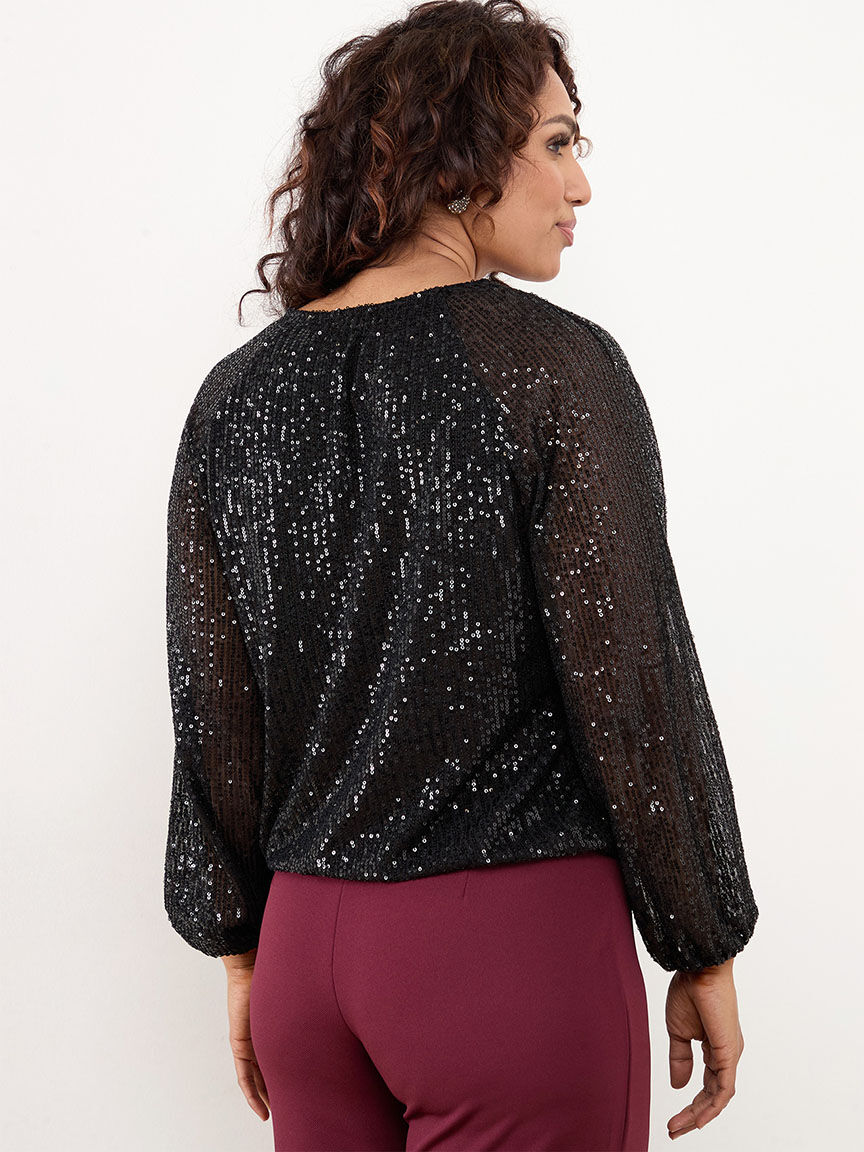 Petite V-Neck Sequin Blouse Cleo 4000011069