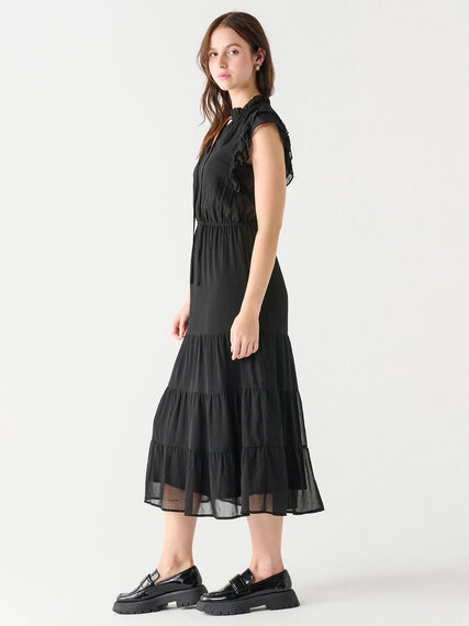 Ruffle Sleeve Tiered Midi Dress Image 2