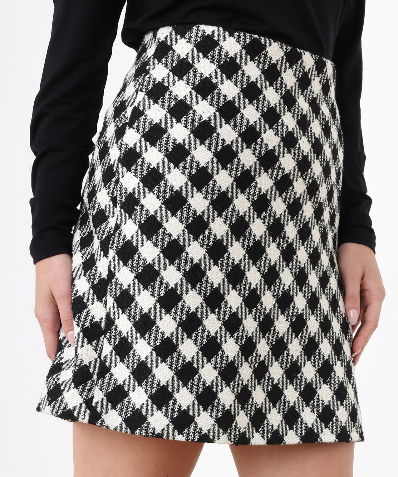 Petite Woven French Check Skirt