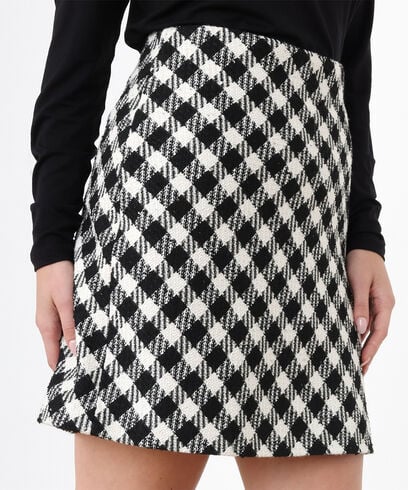 Petite Woven French Check Skirt