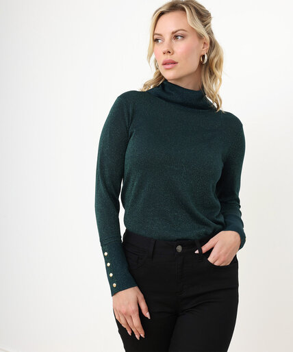 Petite Turtleneck Sweater with Button Detail Image 1