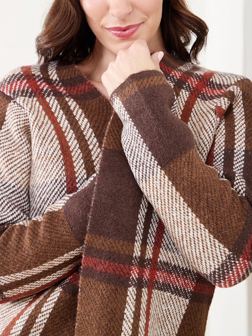 Knit check cardigan sweater Cleo Check XL