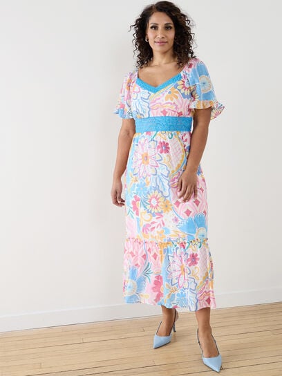 Petite Multi Print Maxi Dress by Luxology