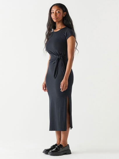 Short Sleeve Midi Dress with Knot Detail by Dex