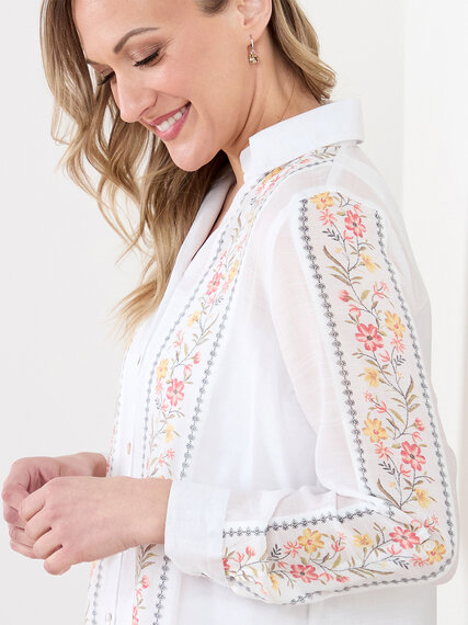 Long Sleeve Blouse with Floral Embroidery Print Image 2