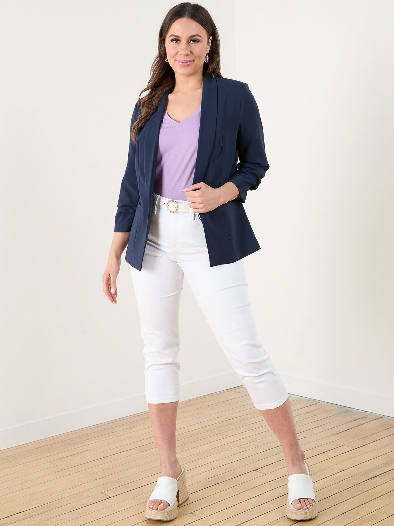 Lilly Slim White Denim Capri