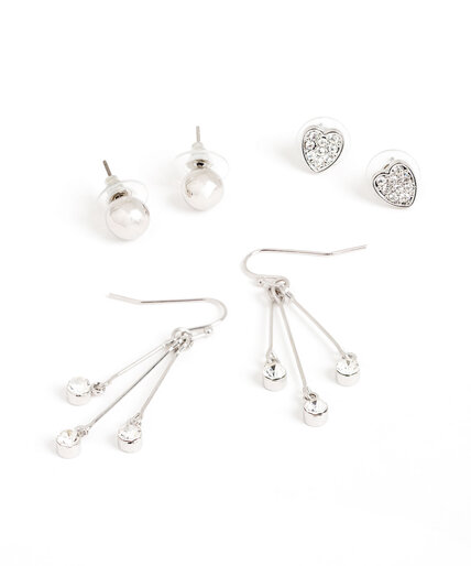 Silver & Crystal Earring 3-Pack Image 1