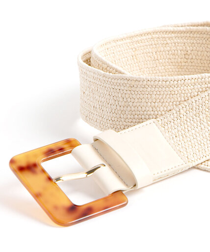 Ivory Braided Stretch Belt Image 3