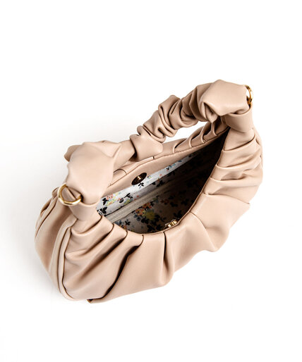 Taupe Ruched Vegan Leather Bag Image 3