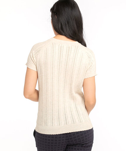 Pointelle Knit Short Sleeve Sweater Image 4