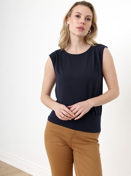 Sleeveless Stretch Top with Banded Hem Image 1