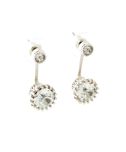 Silver Crystal Drop Earrings Image 1