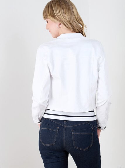 White Cropped Denim Jacket Image 3