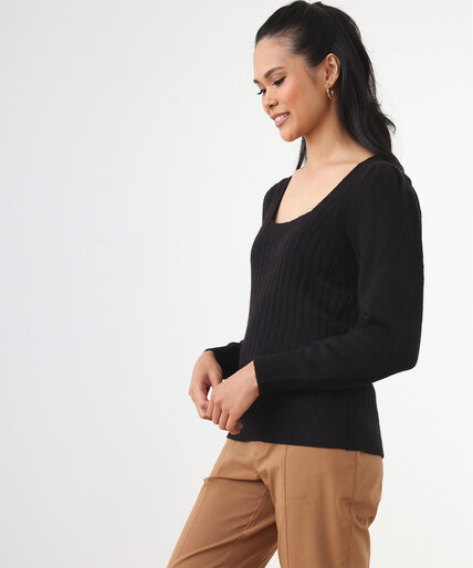 Petite Square Neck Pullover with Puff Shoulders Image 2