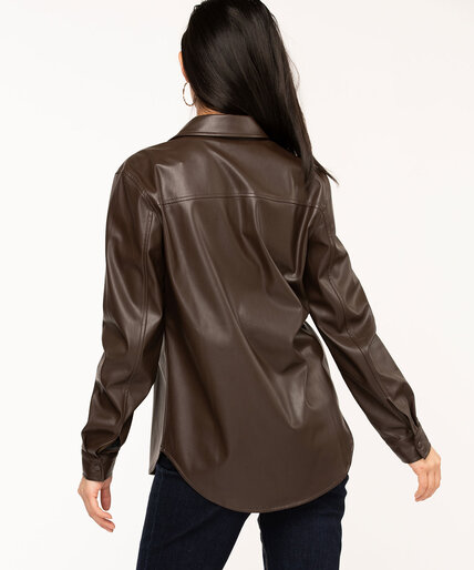 Vegan Leather Shirt Jacket Image 3