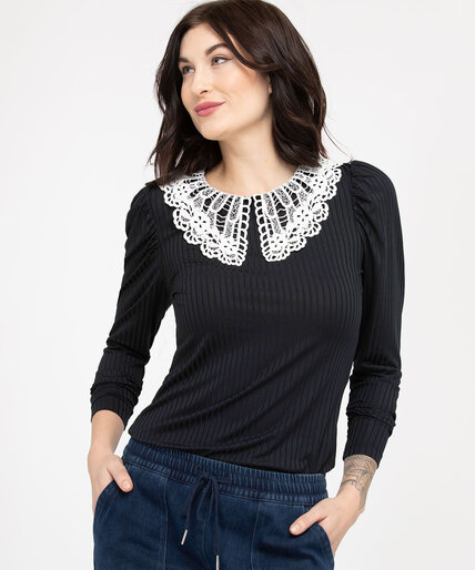 Lace Collar Long Sleeve Top Image 5