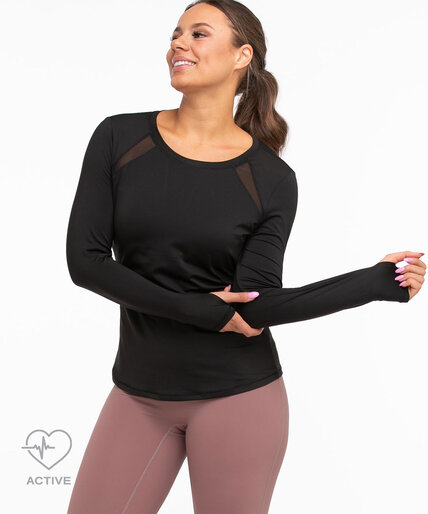 Long Sleeve Mesh Detail Active Top Image 1