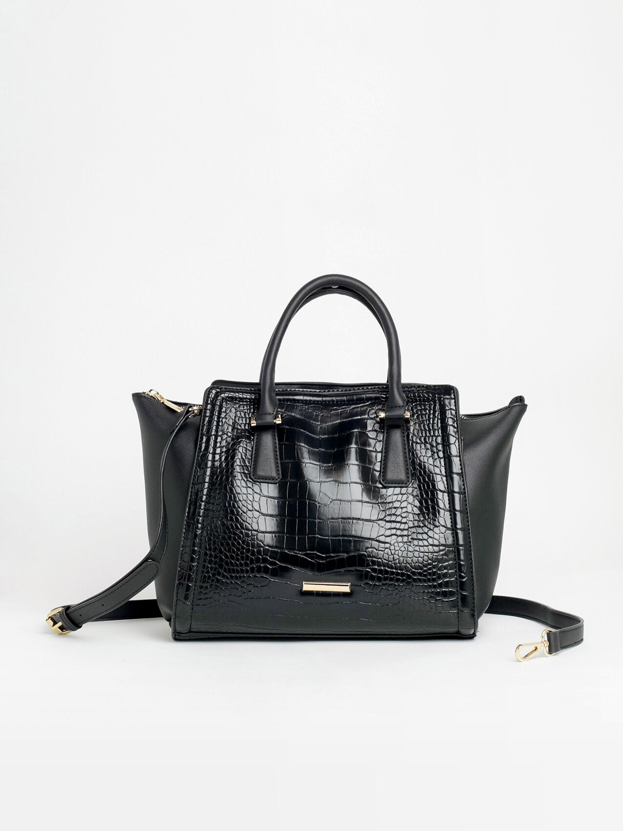 Black Winged Croco Satchel