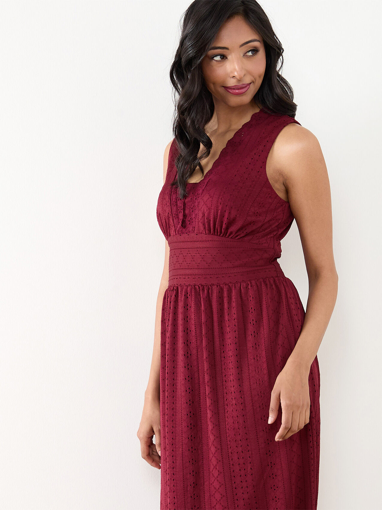 Petite Eyelet Maxi Peasant Dress Cleo 4000010272